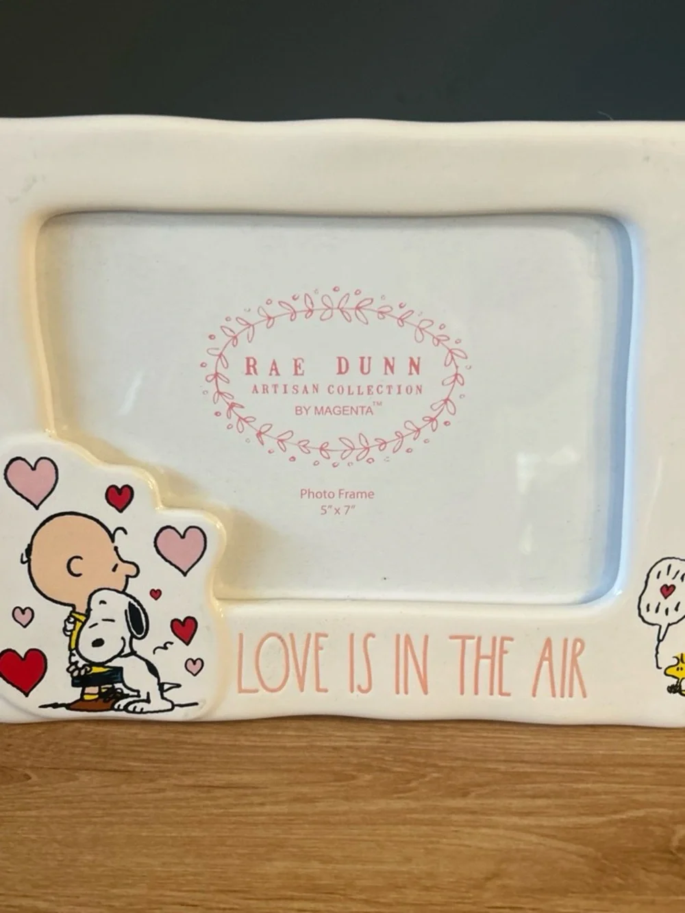 Rae Dunn x Peanuts Charlie Brown & Snoopy Ceramic Picture Frame 5”x7”